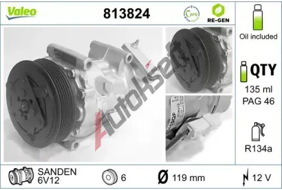 VALEO Kompresor klimatizace VA 813824, 813824