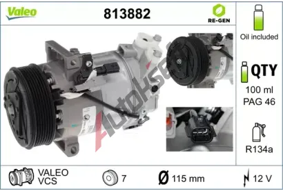 VALEO Kompresor klimatizace VALEO RE-GEN REMANUFACTURED VA 813882, 813882