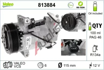 VALEO Kompresor klimatizace VALEO RE-GEN REMANUFACTURED VA 813884, 813884
