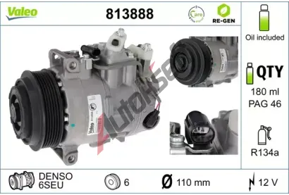 VALEO Kompresor klimatizace VALEO RE-GEN REMANUFACTURED VA 813888, 813888