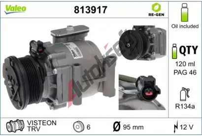 VALEO Kompresor klimatizace VALEO RE-GEN REMANUFACTURED VA 813917, 813917