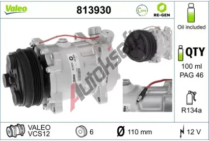 VALEO Kompresor klimatizace VALEO RE-GEN REMANUFACTURED VA 813930, 813930