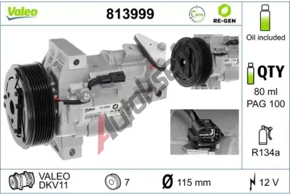 VALEO Kompresor klimatizace VALEO RE-GEN REMANUFACTURED VA 813999, 813999
