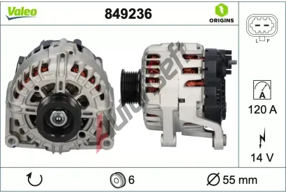 VALEO Alternátor VALEO ORIGINS NEW OE TECHNOLOGY VA 849236, 849236 VALEO Alternátor VALEO ORIGINS NEW OE TECHNOLOGY VA 849236, 849236