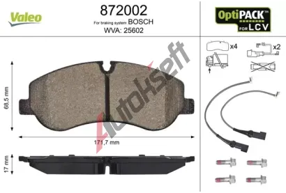 VALEO Sada brzdovch destiek OPTIPACK for LCV VA 872002, 872002