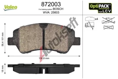 VALEO Sada brzdov�ch desti�ek OPTIPACK for LCV VA 872003, 872003