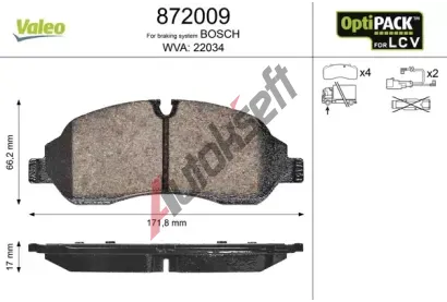 VALEO Sada brzdovch destiek OPTIPACK for LCV VA 872009, 872009