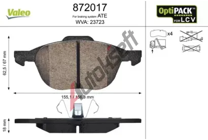 VALEO Sada brzdovch destiek OPTIPACK for LCV VA 872017, 872017