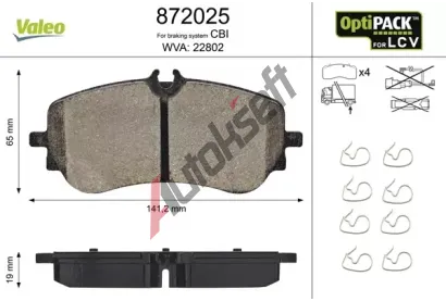 VALEO Sada brzdovch destiek OPTIPACK for LCV VA 872025, 872025