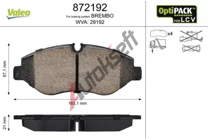 VALEO Sada brzdovch destiek VA 872192, 872192