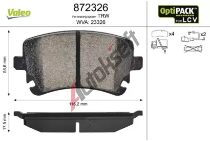 VALEO Sada brzdovch destiek VA 872326, 872326