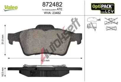 VALEO Sada brzdovch destiek VA 872482, 872482
