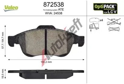 VALEO Sada brzdovch destiek VA 872538, 872538