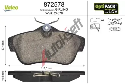 VALEO Sada brzdovch destiek VA 872578, 872578