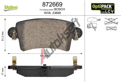 VALEO Sada brzdovch destiek VA 872669, 872669