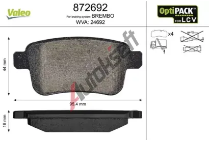 VALEO Sada brzdovch destiek VA 872692, 872692