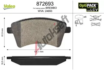 VALEO Sada brzdovch destiek VA 872693, 872693