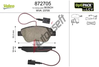 VALEO Sada brzdovch destiek VA 872705, 872705