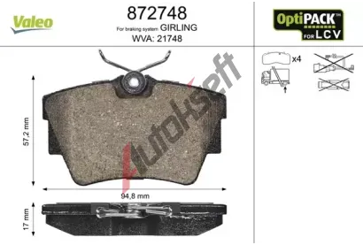 VALEO Sada brzdovch destiek VA 872748, 872748
