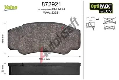 VALEO Sada brzdovch destiek VA 872921, 872921