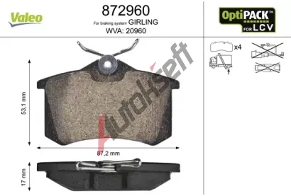 VALEO Sada brzdovch destiek VA 872960, 872960
