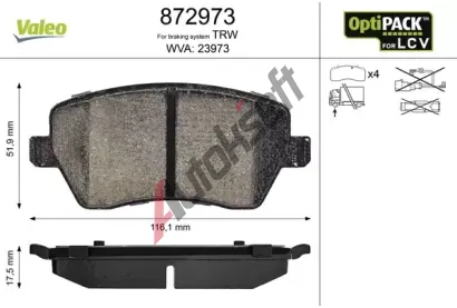 VALEO Sada brzdovch destiek VA 872973, 872973