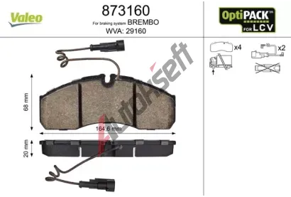 VALEO Sada brzdovch destiek VA 873160, 873160