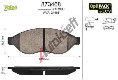 VALEO Sada brzdovch destiek VA 873468, 873468