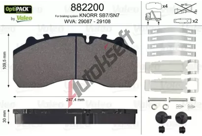 VALEO Sada brzdovch destiek OptiPACK VA 882200, 882200
