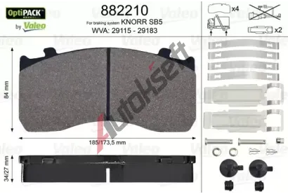 VALEO Sada brzdovch destiek OptiPACK VA 882210, 882210