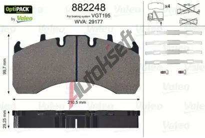 VALEO Sada brzdovch destiek OPTIPACK VA 882248, 882248