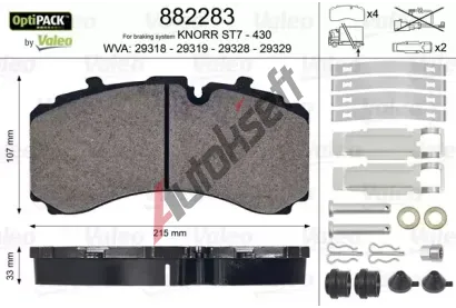VALEO Sada brzdov�ch desti�ek OPTIPACK VA 882283, 882283
