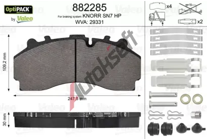 VALEO Sada brzdovch destiek OPTIPACK VA 882285, 882285