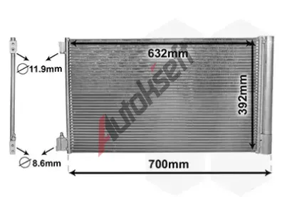 VAN WEZEL Kondenztor - klimatizace VAW 37005478, 37005478