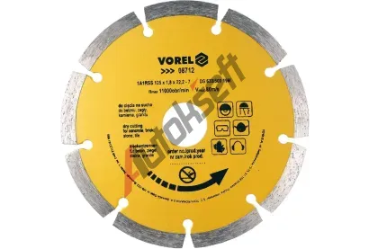 Vorel Kotouč řezný diamantový 125 x 22,2 x 1,8 mm segmentový VRL TO-08712, TO-08712 Vorel Kotouč řezný diamantový 125 x 22,2 x 1,8 mm segmentový VRL TO-08712, TO-08712