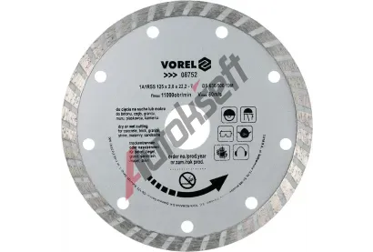 Vorel Kotouč řezný diamantový 125 x 22,2 x 2,0 mm turbo VRL TO-08752, TO-08752 Vorel Kotouč řezný diamantový 125 x 22,2 x 2,0 mm turbo VRL TO-08752, TO-08752