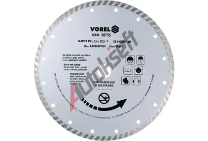 Vorel Kotouč řezný diamantový 230 x 22,2 x 2,4 mm turbo VRL TO-08755, TO-08755 Vorel Kotouč řezný diamantový 230 x 22,2 x 2,4 mm turbo VRL TO-08755, TO-08755