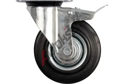 Vorel Kole�ko oto�n� s brzdou, gumov� 60kg 100/27/130mm VRL TO-87322, TO-87322