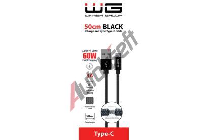 Winner Group Datov kabel USB-A_type-C, 3 A, ern, 50 cm WG 11464, 11464