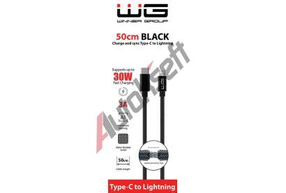 Winner Group Datov kabel type-C_Lightning, 3 A, ern, 50 cm WG 11466, 11466