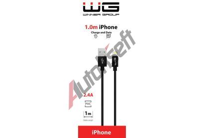 Winner Group Datov kabel USB-A_Lightning, 2,4 A, ern, 100 cm WG 3565, 3565