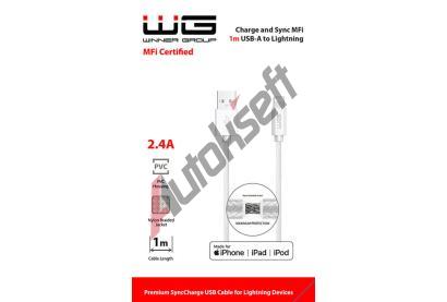 Winner Group Datov kabel USB-A_Lightning MFI, 2,4 A, bl, 100 cm WG 4235, 4235