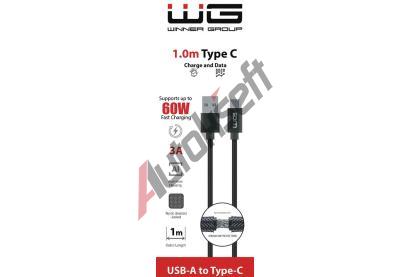 Winner Group Datov kabel USB-A_type-C, 3 A, ern, 100 cm WG 5676, 5676
