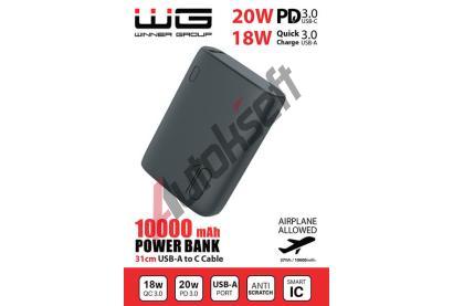 Winner Group Powerbanka 10000 mAh, rychlonabjen a PD, v. kabelu, ern WG 9932, 9932
