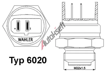 WAHLER Teplotní spínač větráku chladiče WH 6020.95D, 6020.95D WAHLER Teplotní spínač větráku chladiče WH 6020.95D, 6020.95D
