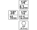 YATO Sada adaptérů 3ks HEX 1/4, 3/8, 1/2 YTO YT-04685, YT-04685