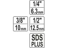 YATO Sada adaptérů SDS+ 1/4", 3/8", 1/2" YTO YT-04686, YT-04686