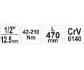 YATO Kl�� momentov� 1/2" 42-210 Nm CrV YTO YT-0760, YT-0760