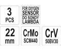 YATO Sada klíčů nástrčných na lambda sondy 3 ks YTO YT-1752, YT-1752