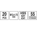 YATO Sada na opravu z�vit� M12 20 ks YTO YT-17635, YT-17635